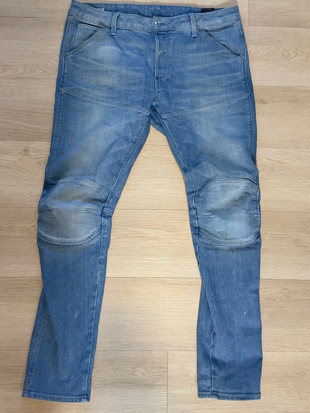 G-Star Slim Straight Blue Denim Jeans with Knee Panels